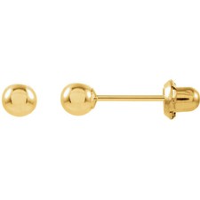 14K Yellow Gold 4mm Ball Stud Piercing Earrings