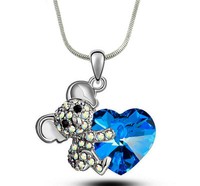 Adorable Koala Teddy Bear Blue Heart Necklace 17 Chain Gift Boxed Fast Shipping Adorable Koala Teddy Bear Blue Heart Necklace 17 Chain Gift Boxed Fast Shipping