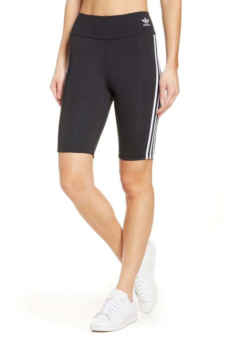 NEW Adidas High Waist 3-Stripe Biker Shorts - FM2574 - Black