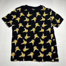Pikachu Shirt Youth Large Black All Over Print Pokemon Old Navy Short Sleeve