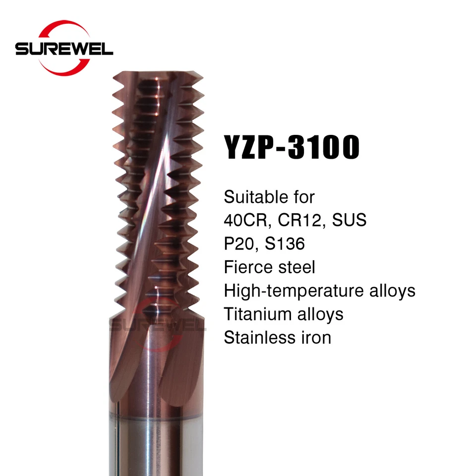  Carbide Thread End Mill Milling Cutter M3 M5 M6 M8 M10 Treading Tools for Steel - Image 3 of 4