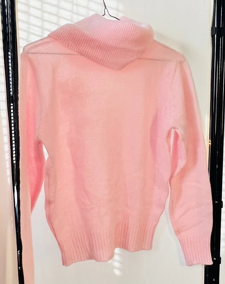 VTG Montgomery Ward Pink Floral Appliqué Sweater Size L (fits Like M) Cowl Neck - Image 2 of 4