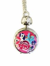 My Little Pony Pink Logo Silvertone Finish Pendant Timepiece