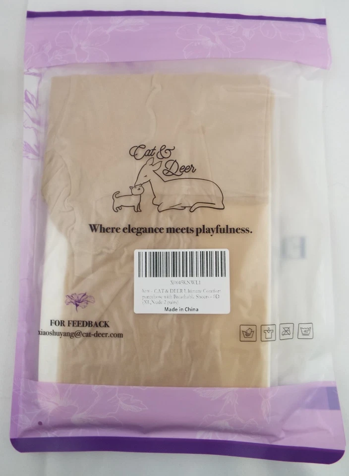 Lote de 2 Pantimedias Gato y Ciervo Transparente XL Desnudo Foto 2 de 4