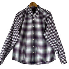 Untuckit Men's Size XL White Check Cotton Long Sleeve Casual Shirt