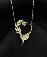 Round Cut Simulated Diamond Women's Pretty Heart Pendant 14k Yellow Gold Plated