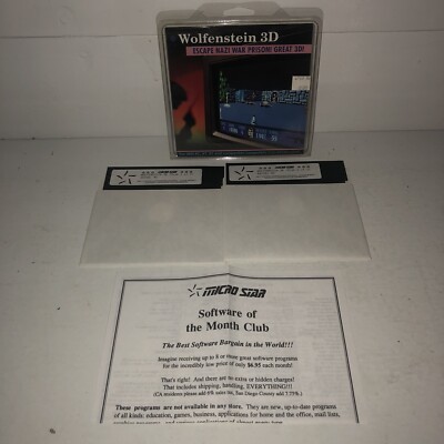 UNTESTED WOLFENSTEIN 3D 1992 5.25'' Disk IBM PC XT AT Video Game Micro Star RARE