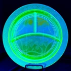 Vtg Hazel Atlas Uranium Glass Shamrock Grill Plate 10.5" Clover Depression Era