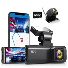 REDTIGER 64GB CardDash Cam 4K Dual Dash Camera Front and Rear 170  Wide Angle