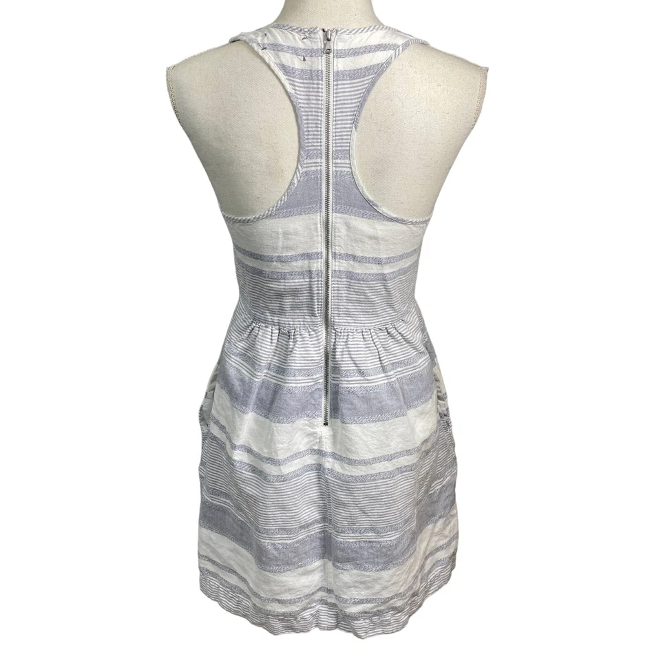 Lou & Grey Striped Sleeveless Linen Dress Size 0 Racerback Jumper Casual Mini - Image 2 of 4