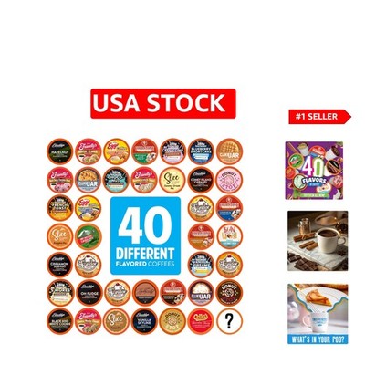 Assorted Flavored Coffee Pods - 40 Count Pack for Ultimate Coffee Experience