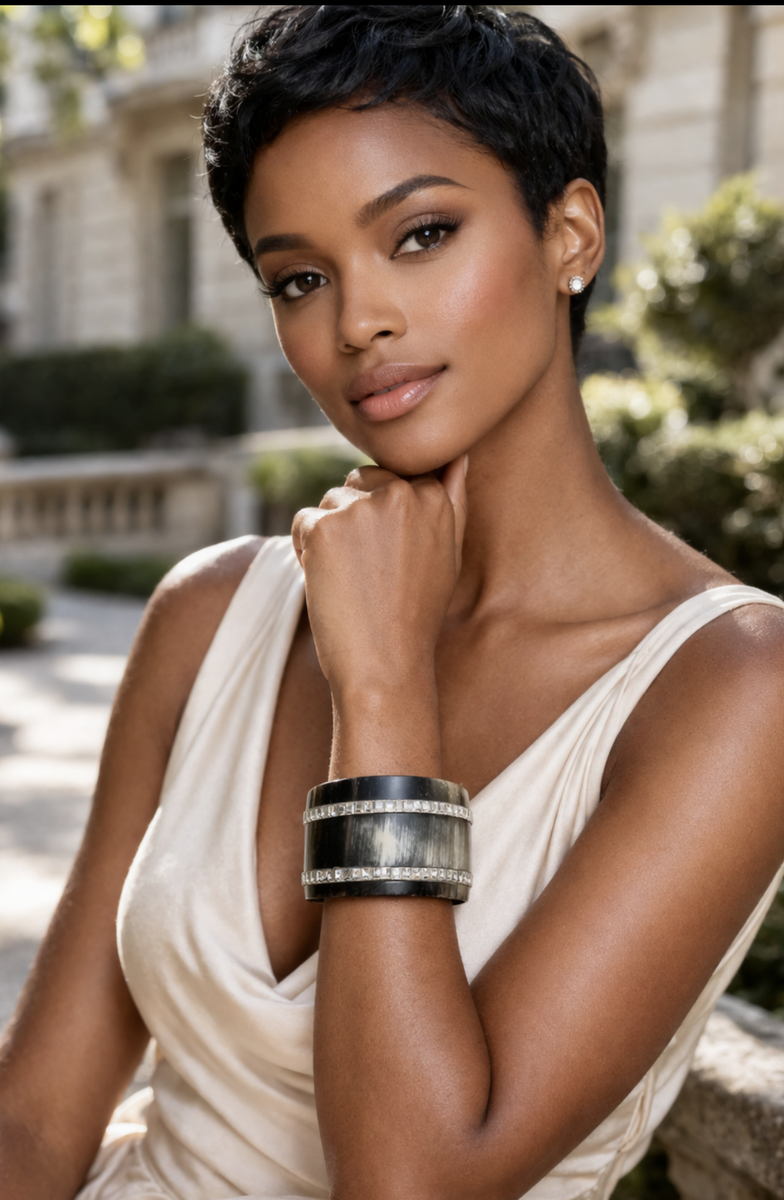 Melissa　Salvatore Ferragamoクリスタルヘアバンド Zeffira Italian Horn Bangle Swarovski Crystal Artisan Cuff