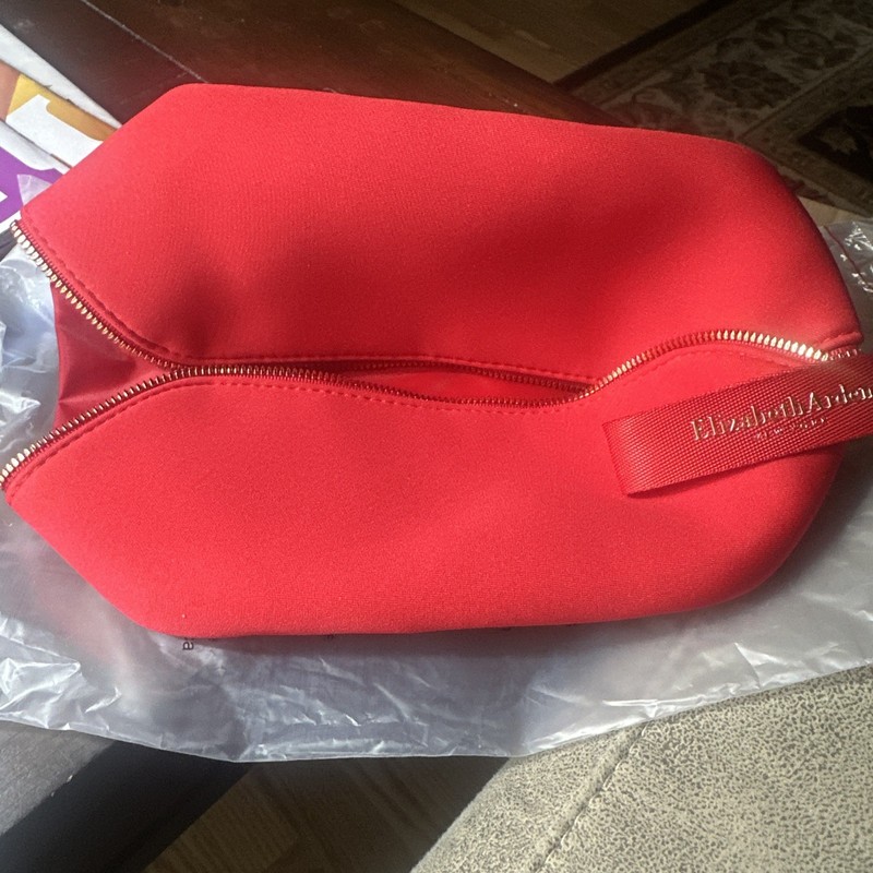 Elizabeth Arden Cosmetic Makeup Bag Pink Block Shape Zippered 9 x 4.5 x 4 inches