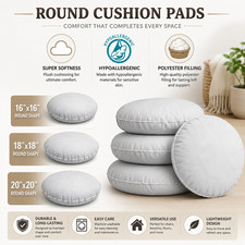Round Cushion Seat Pad Inner Insert Scater Filler Circle Shape Pillow 16"18"20" 