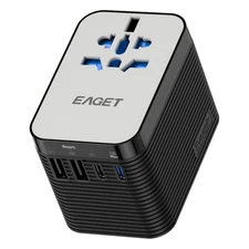 EAGET Universal Travel Adapter Dual USB-C USB-A Port European Power Plug Adapter