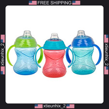 Nuby Grip N' Sip No Spill Sippy Cup 3 Pack 10 oz for Babies 4 Months