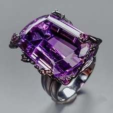 Jewellery ring 37 ct Natural Amethyst Ring 925 Sterling Silver Size 8 /R436460