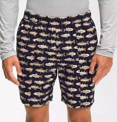 The North Face Men's Class V Pull On Shorts Navy Aviator Fly Reel Trout XXL 2XL