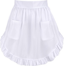 Women'S Vintage Half Apron with Pockets - White One Size,