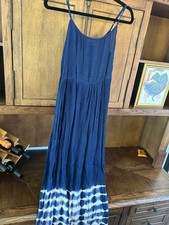 blue and white tie dyed lace up maxi dress size small dress by XXI