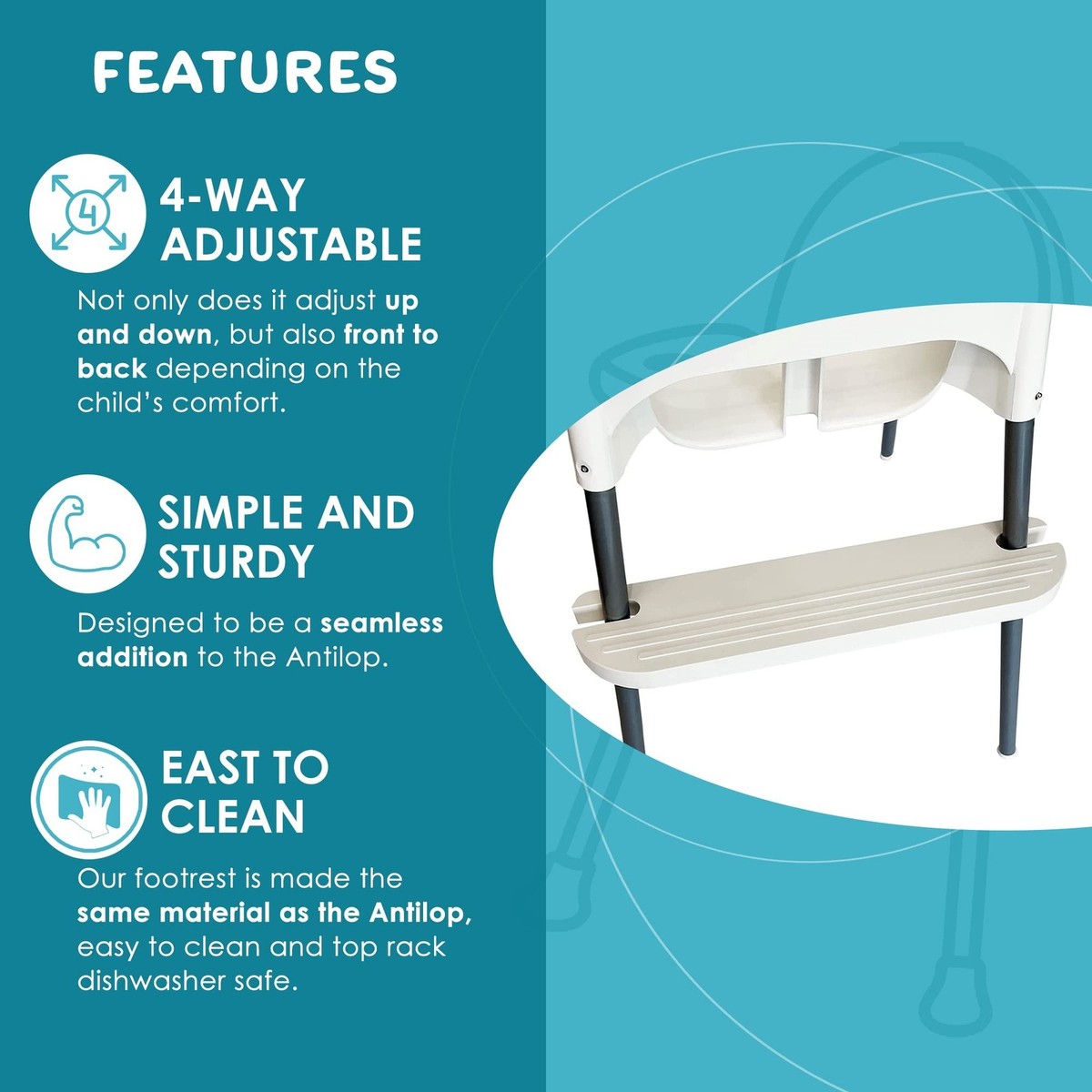 High Chiar Foot Rests Detachable High Chair Footrest Adjustable High Chair Foot Rest For IKEA ...