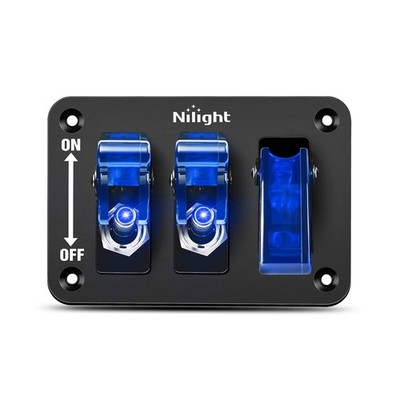 Nilight 3 Gang Toggle Switch 12V Rocker Switch Panel with LED Light and Flip ...
