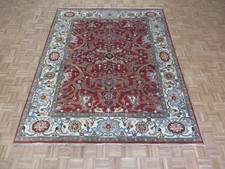 7'10 x 9'9 Hand Knotted Rust Red Antiqued Serapi Oriental Rug G4613