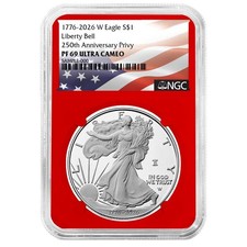 2026-W Proof 1 American Silver Eagle NGC PF69UC Flag Label Red Core