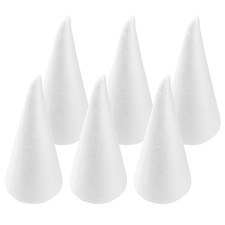 6Pcs Durable Polystyrene Foam Cones for Holiday Tree Craft Projects