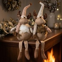 2 StüCk Elch 26Cm (55Cm) Kantenhocker Sitzend Weihnacht Deko Figur Rentier Braun