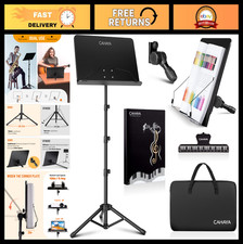 5-in-1 Adjustable Music Stand Desktop Book Holder - Portable Metal, Carry Bag
