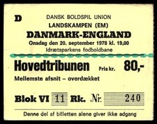 Boleto 1978 Dinamarca vs. Inglaterra WC/EURO Qualifier 41108