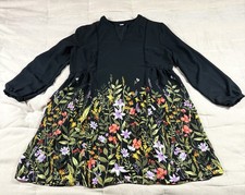 Old Navy Womens Long Sleeve Above Knee A Line Dress Black Floral Size M