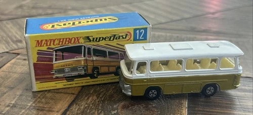 Matchbox Lesney Superfast SF12 Setra Coach- gold with WHITE ROOF, boxed