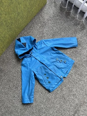 Tu Kids Blue Shower Resistant Dinosaur Coat rain jacket age 2-3 Zip outerwear - Image 1 of 4