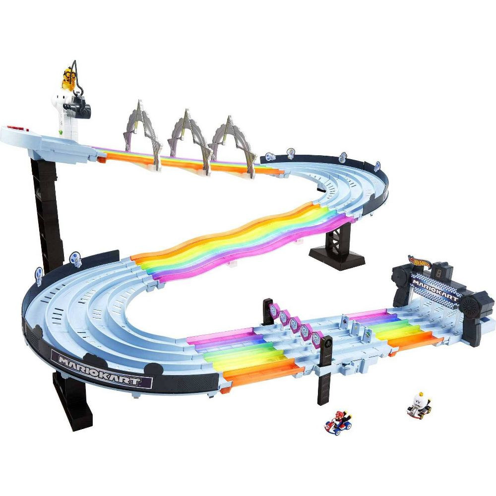 Hot Wheels Mario Kart Rainbow Road Track Set with Raceway