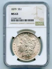 1879 Morgan Silver Dollar $1 NGC MS63