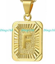 Men Women's Genuine 18K Gold Filled Pendant Necklace Chain- Alphabet Letter "F"