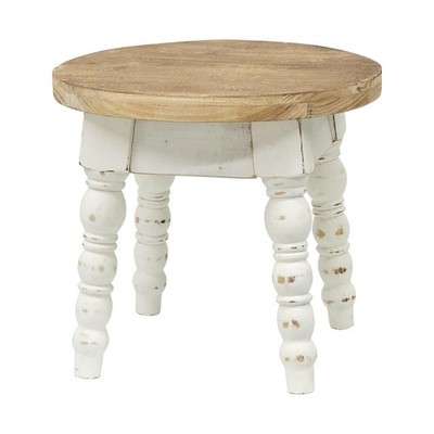 Whitewashed Wooden Step Stool for Kids Adults Indoor Plant Stand Farmhouse Style