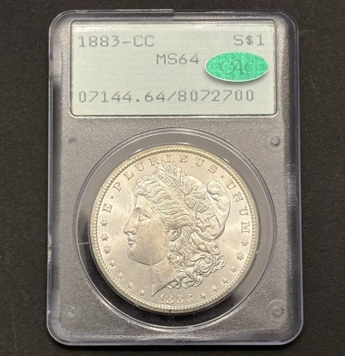 1883-CC Morgan Silver Dollar — PCGS MS64 CAC ✅ Rattler Holder 🔥