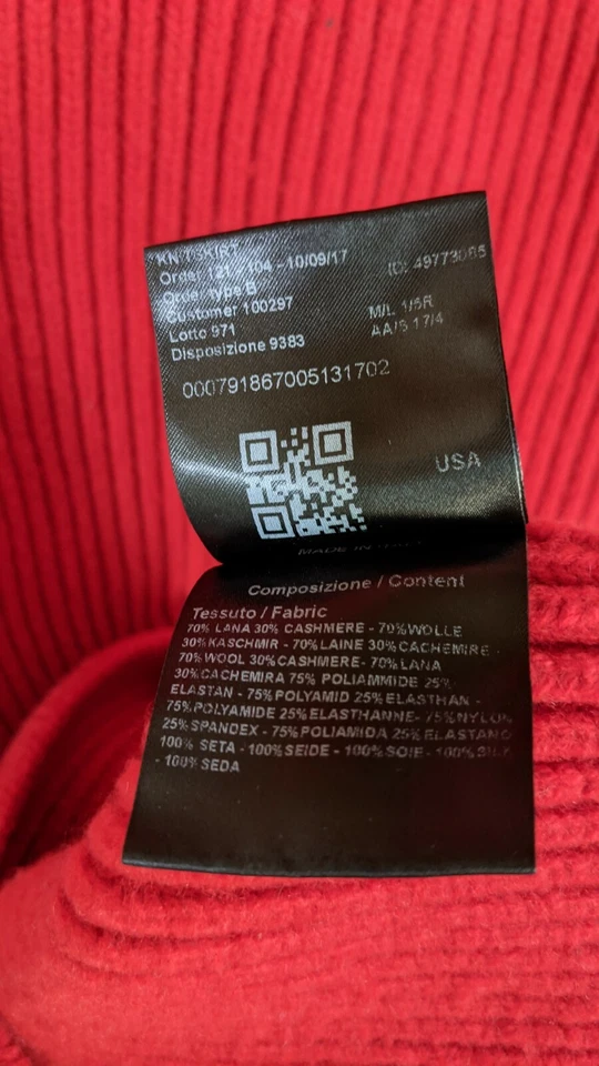 Falda tejida roja Calvin Klein 205w39nyc FW 2017 mezcla de cachemir acanalada Raf Simons Foto 4 de 4