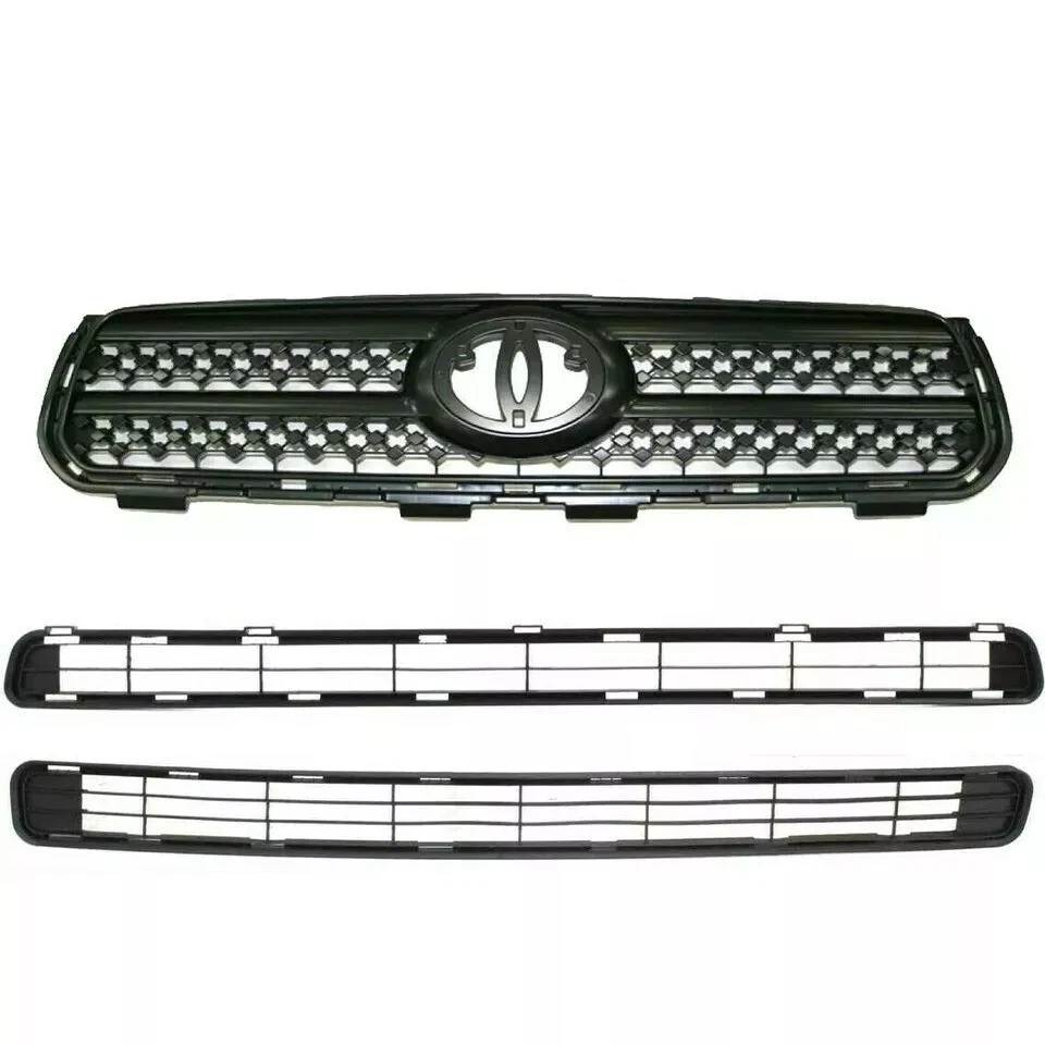 NEW FRONT BUMPER UPPER LOWER CENTER GRILLE SET OF 3PC FOR 2006-2008 TOYOTA RAV4 - Image 2 of 4