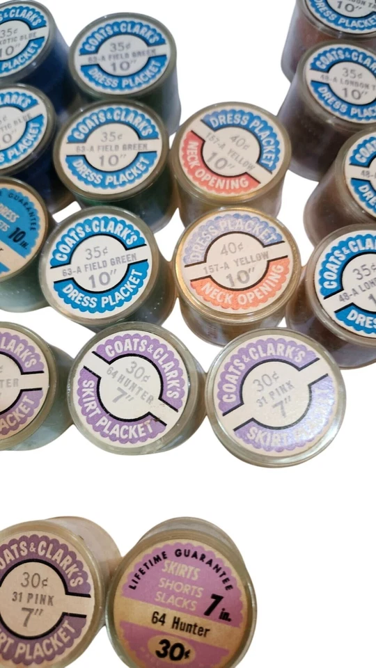 Vintage Coats & Clark Zippers Set Of 20 New Old Stock 7" & 10" Assorted Colors - Image 3 of 4