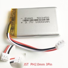3.7v 1000mAh 503450 Lipo Rechargeable Battery JST 3pin PH 2.0mm Power Supply New