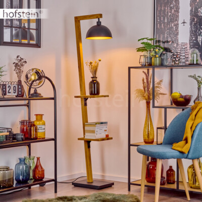 Schlaf Wohn Zimmer Raum Beleuchtung Holz Steh Lampe Boden Stand Leuchte Schalter