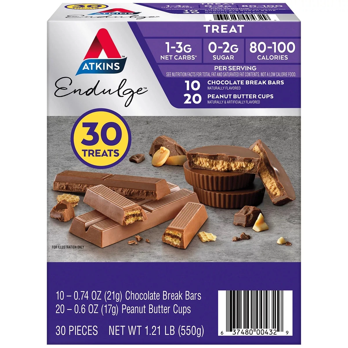 Atkins Endulge Peanut Butter Cup Chocolate Break Bar Variety Pack
