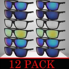 MENS SUNGLASSES WHOLESALE 12 PACK BULK SUNGLASS STYLE SPORT WRAP MIRROR / BLACK
