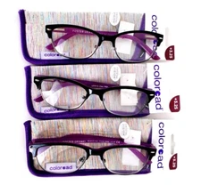 3 PAIRS of Foster Grant Cleo Purple Club Style reading glasses