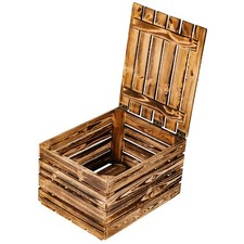 1 x neue GEFLAMMTE TRUHEN  HOLZTRUHE OBSTKISTEN KOFFER SCHATZKISTE SPIELKISTE