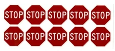 Stop Sign Stickers | 10 decals | 1.5" octagon shape | outdoor durable